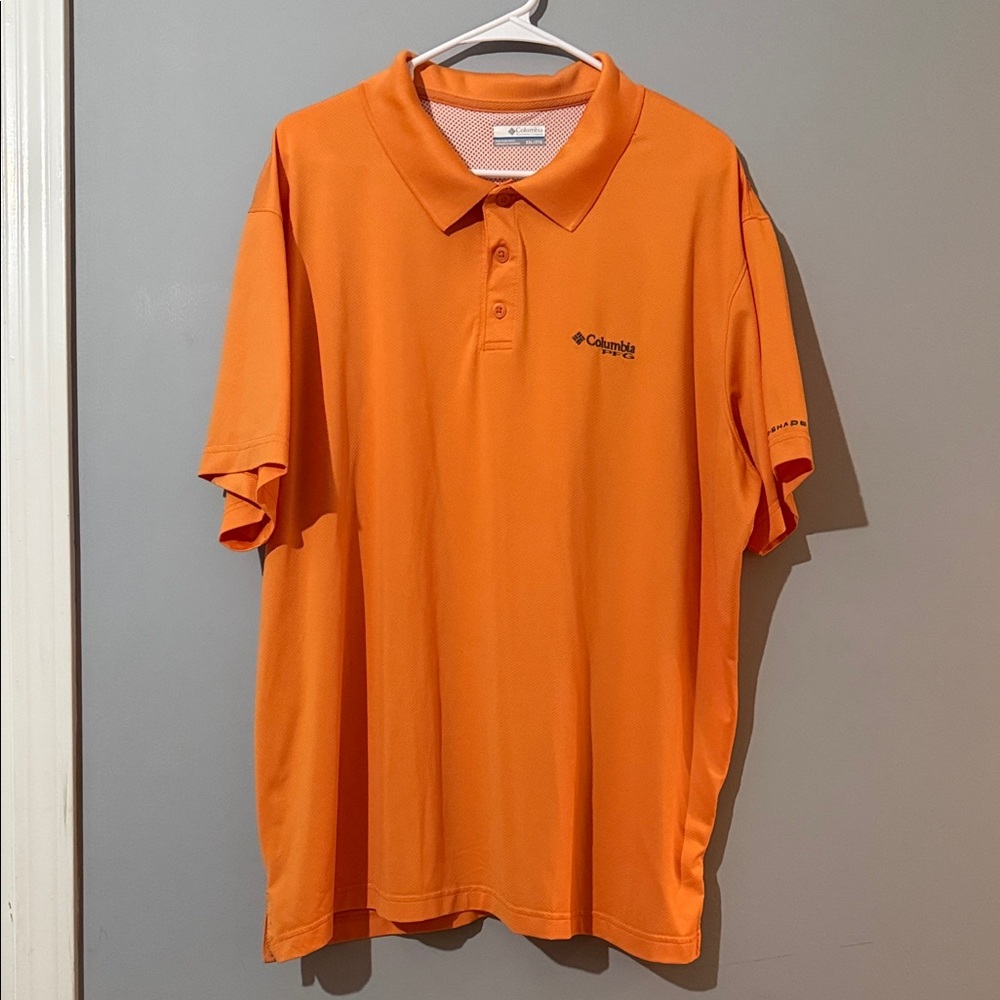 Columbia PFG Men's Bright Orange Polo Shirt size 2XL great condition